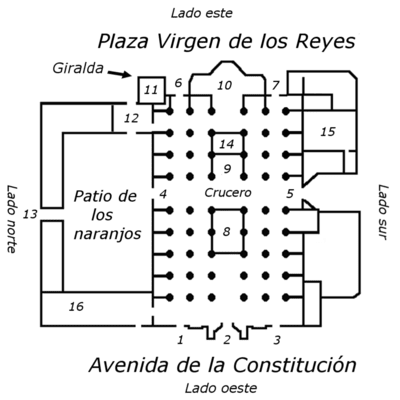 Plano de la planta de la Catedral de Sevilla - ViajandoPorSevilla.com
